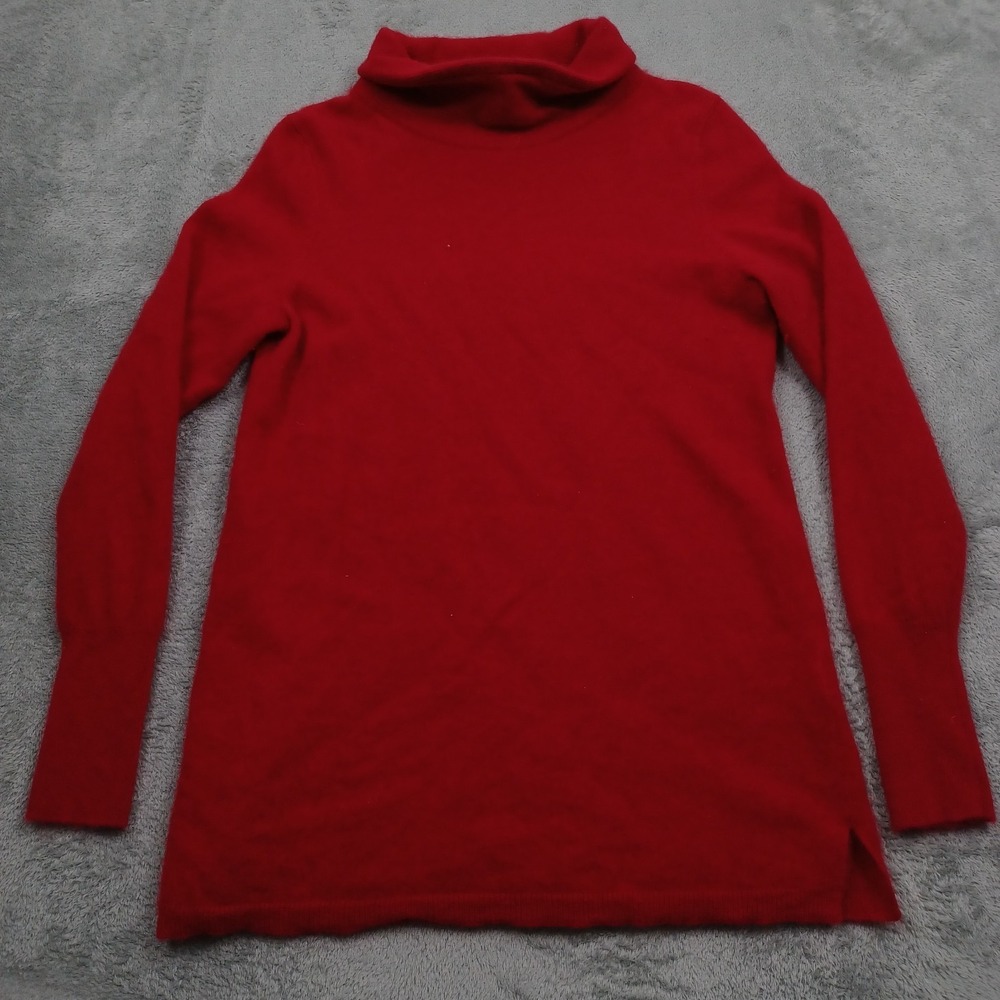 Talbots Sweater Womens Medium Red Cashmere Pullover Turtleneck Preppy